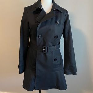 Kate Spade Flounce Hem Double Breasted Trench Coat